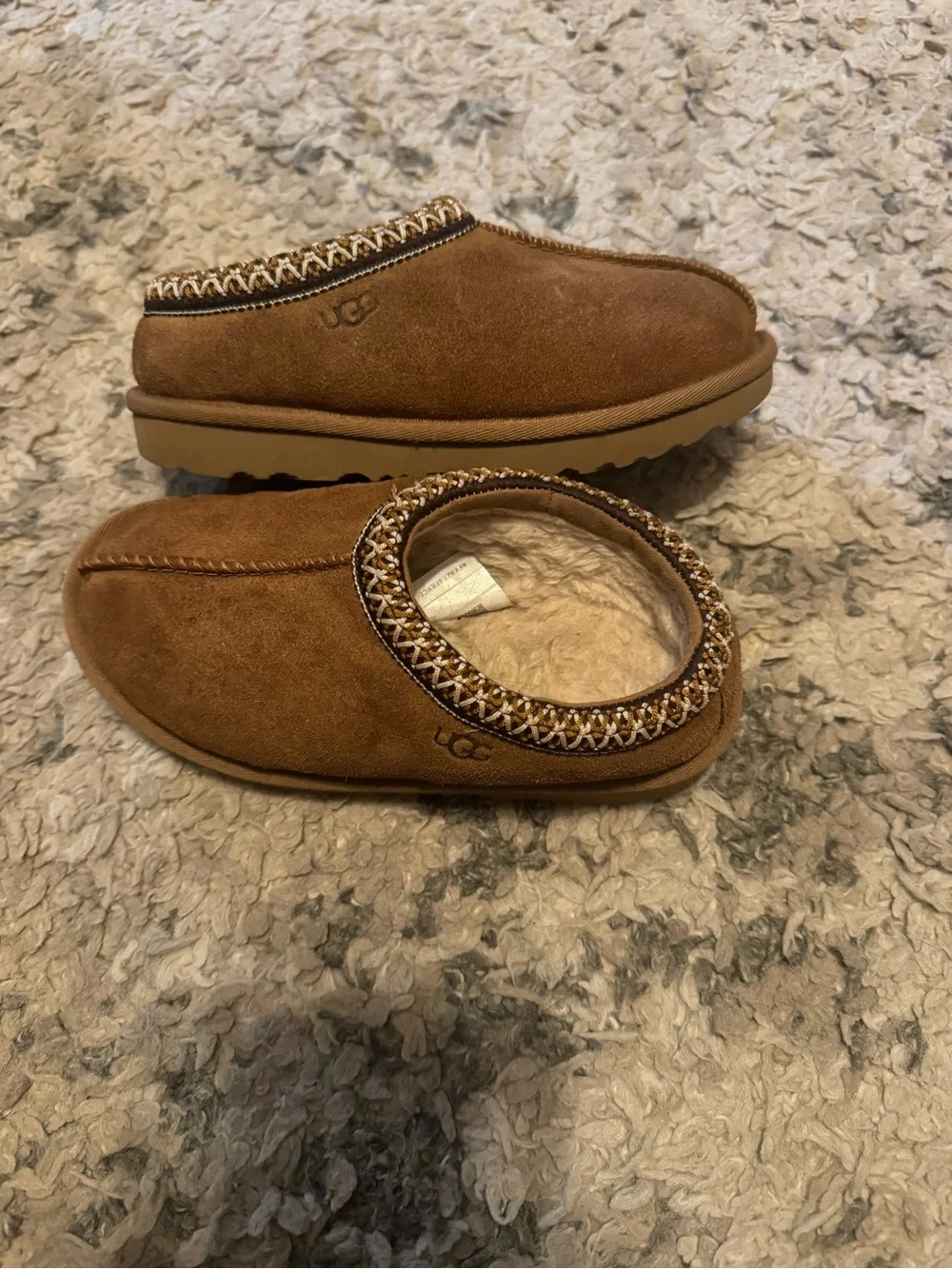 UGG Tan Shearling-Lined Interior Slippers